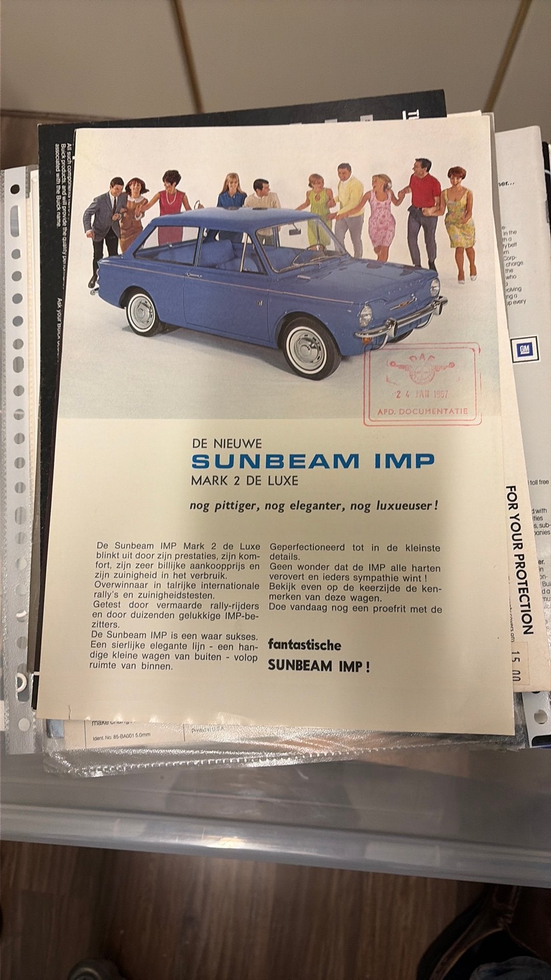 Sunbeam IMP leaflet, Ophalen of Verzenden, Zo goed als nieuw, Overige merken