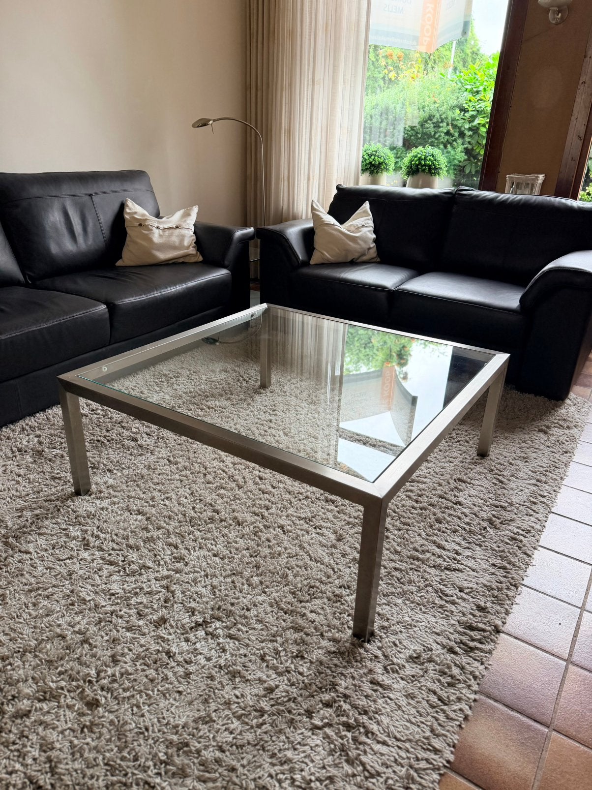 Design salontafel, Ophalen, Vierkant, Zo goed als nieuw, 100 tot 150 cm
