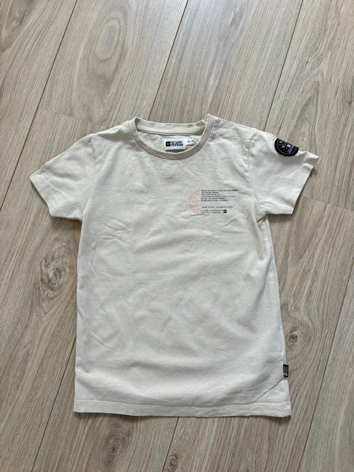 Leuk No Way Monday shirt - maat 7/122, Kinderen en Baby's, Kinderkleding | Maat 122, Ophalen of Verzenden, Zo goed als nieuw, Jongen