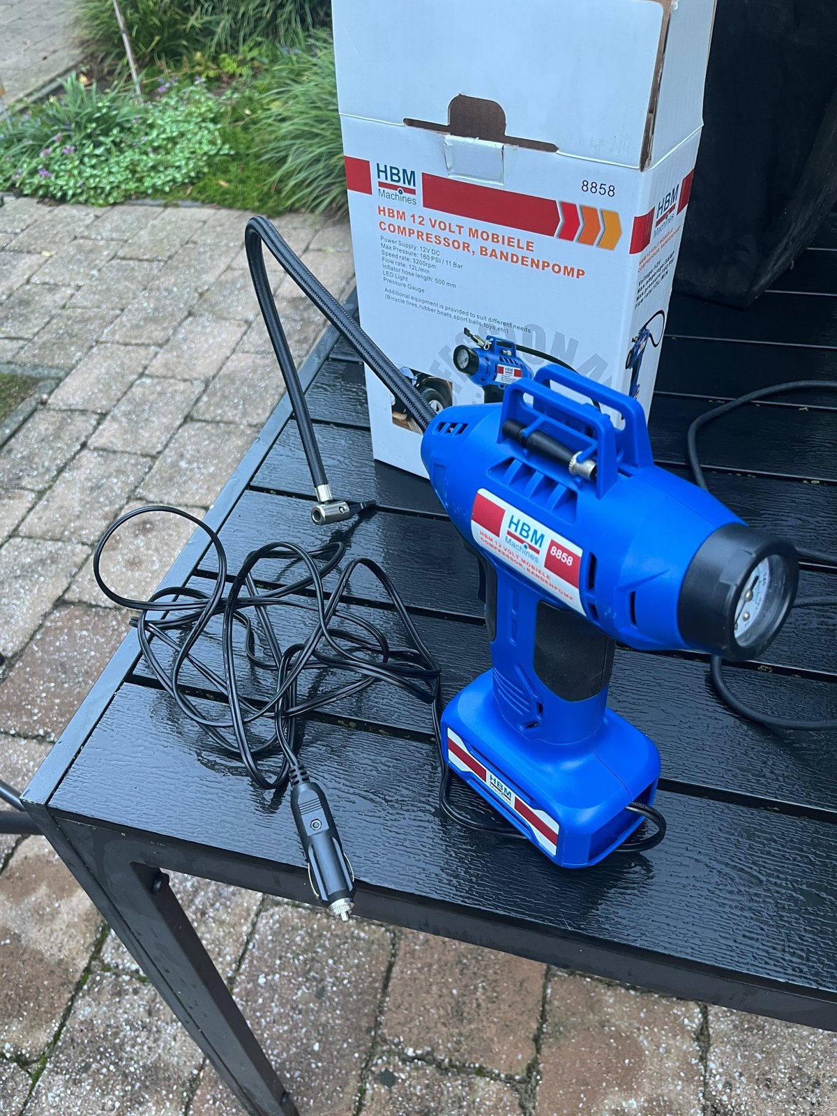 HBM 12 Volt Mobiele Compressor, Bandenpomp, Ophalen, Zo goed als nieuw