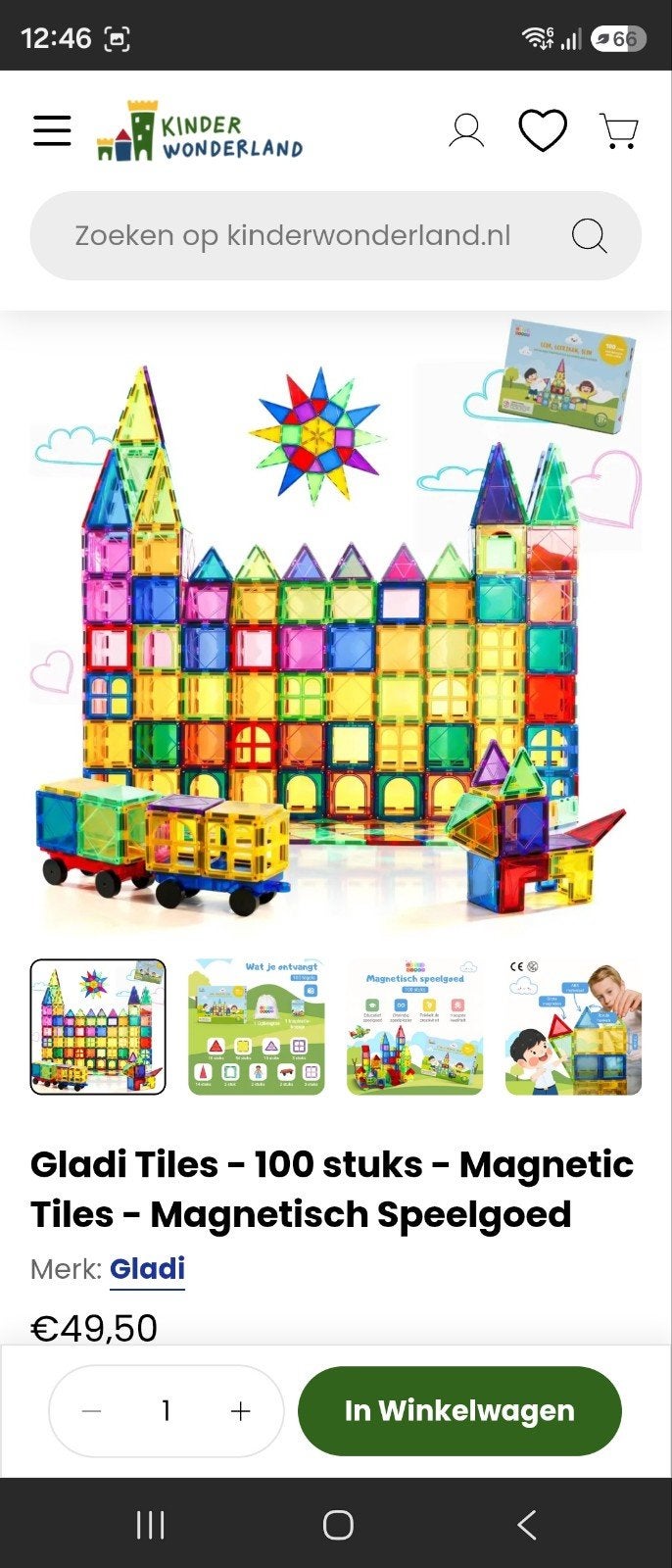 Gladi Tiles - 100 stuks - Magnetisch Speelgoed, Ophalen of Verzenden, Zo goed als nieuw