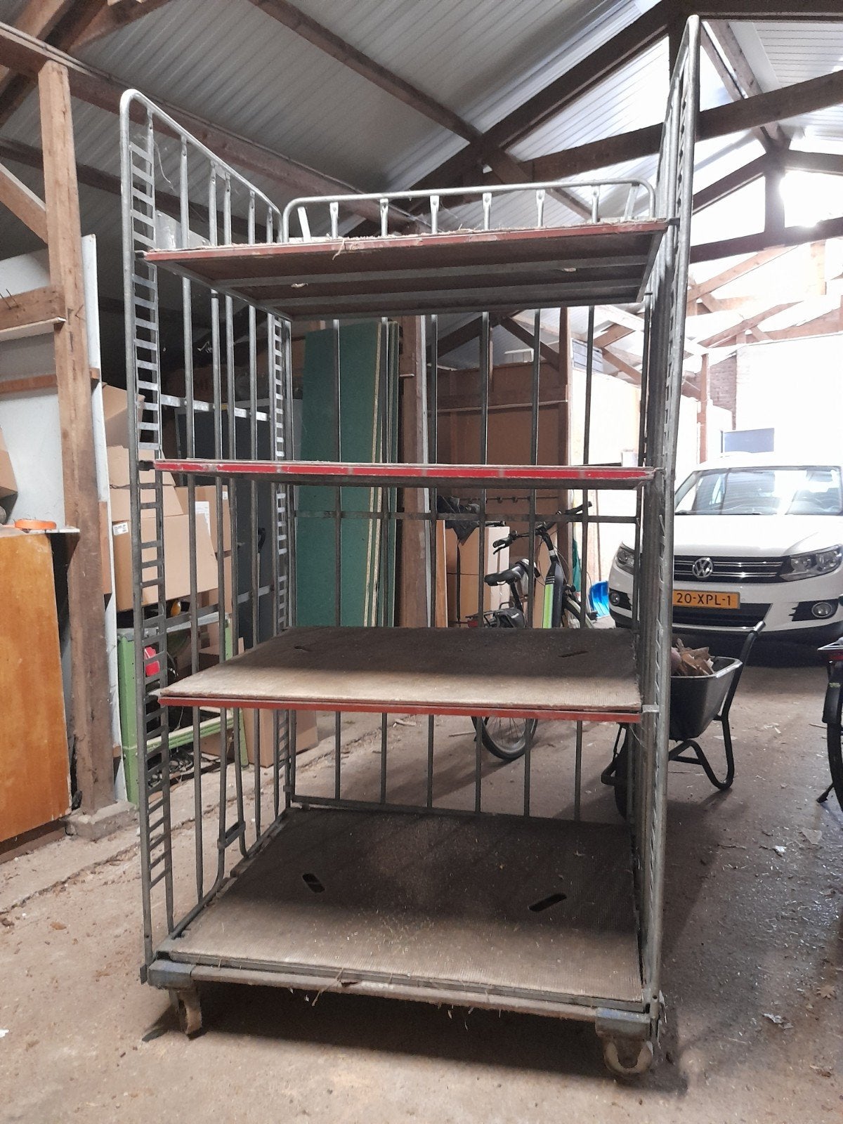 Aluminium veilingkarren met bakjes, ook los te koop, Ophalen of Verzenden