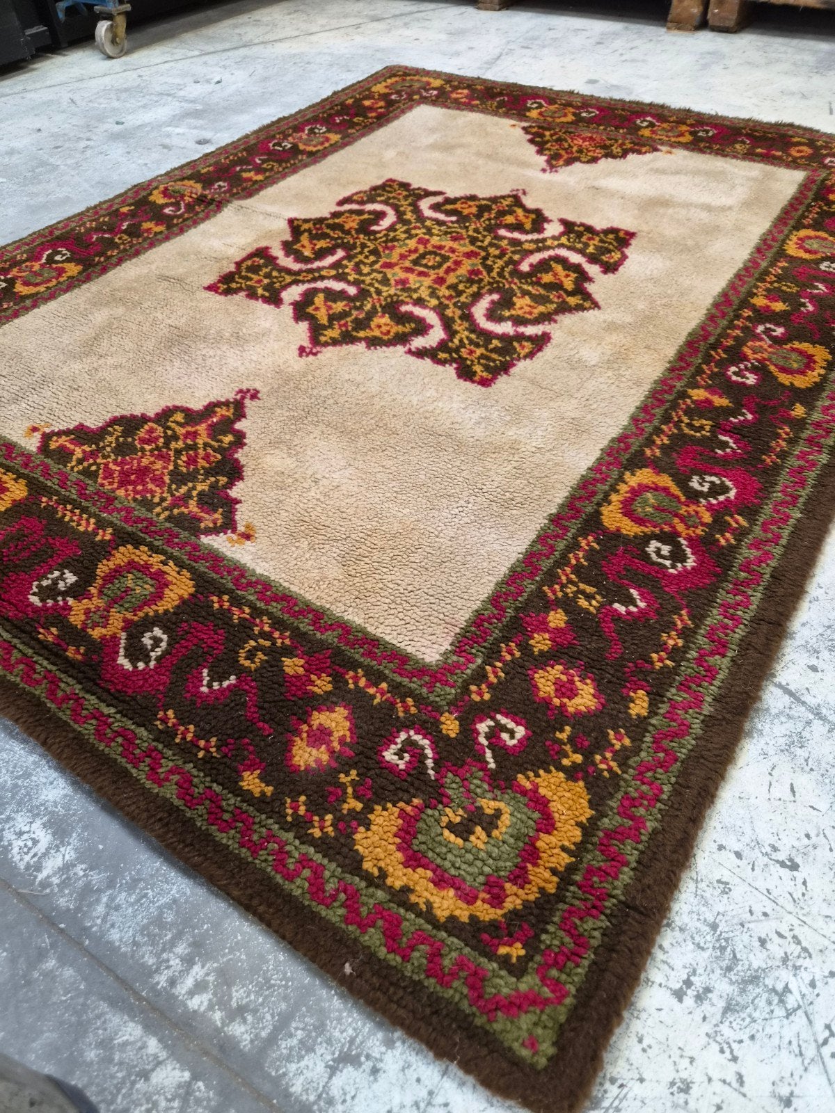 Handgeknoopt vloerkleed, Gebruikt, Bruin, 150 tot 200 cm, 200 cm of meer