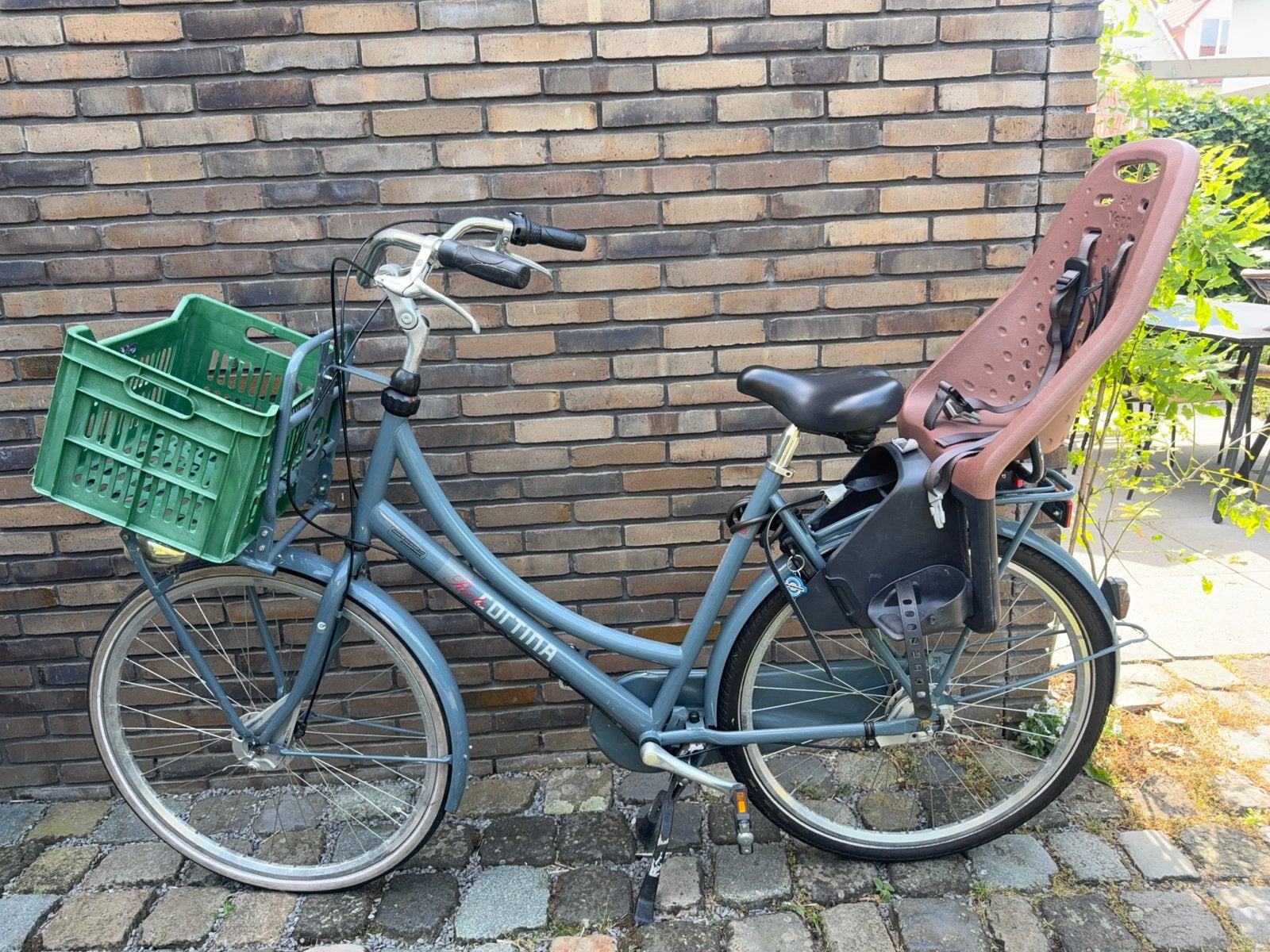 Cortina Moederfiets met Kinderzitje en Mand, Gebruikt, 50 tot 53 cm, Trommelrem, Ophalen