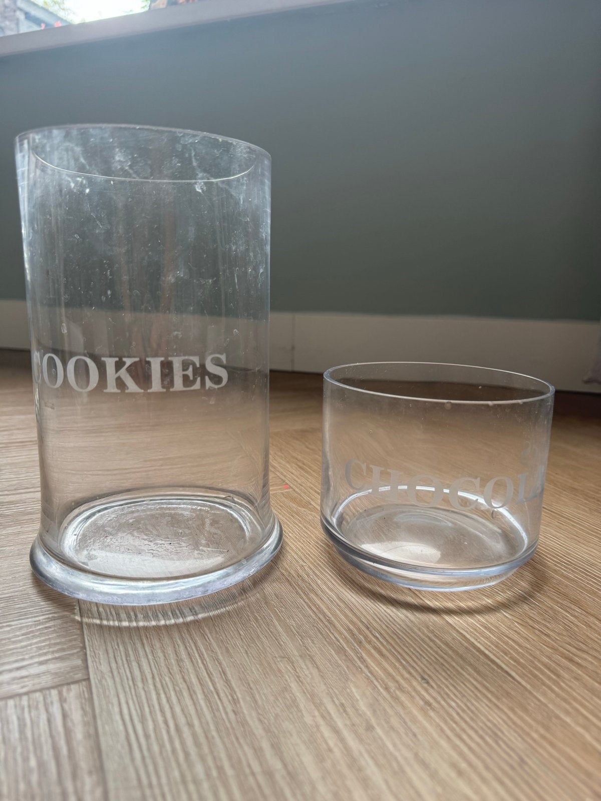 Glazen voorraadpotten: Cookies en Chocolade (set van 2), Ophalen, Voorraadpot, Overige merken, Glas