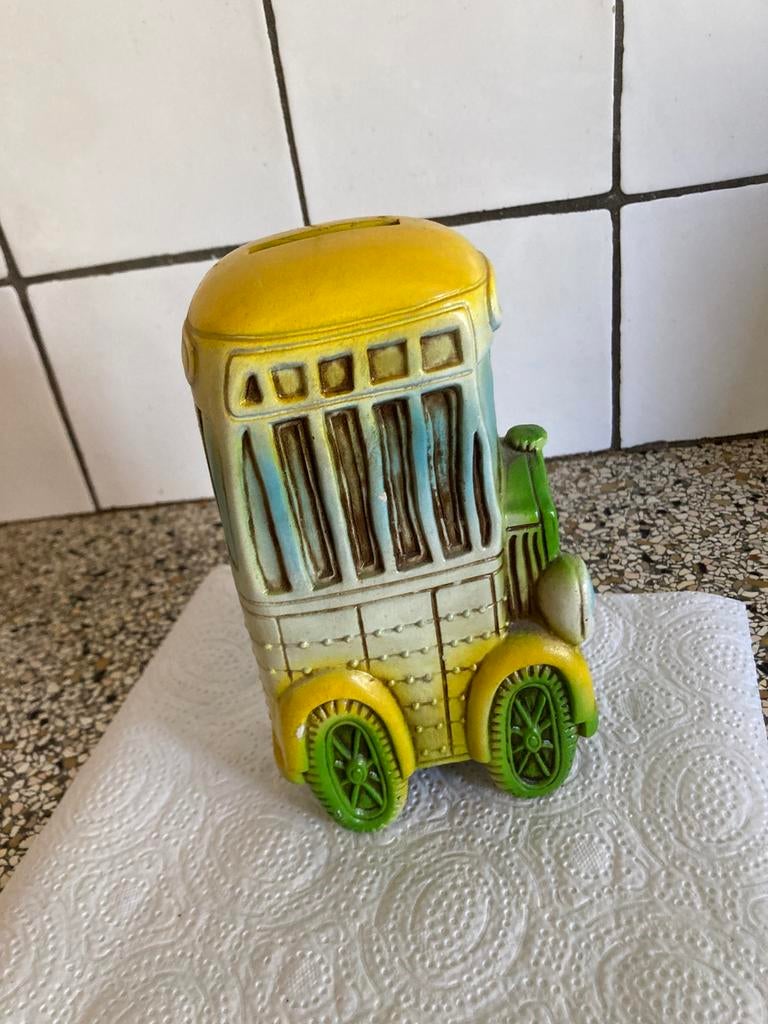 Oude spaarpot bus, Verzamelen, Spaarpotten, Ophalen of Verzenden, Zo goed als nieuw
