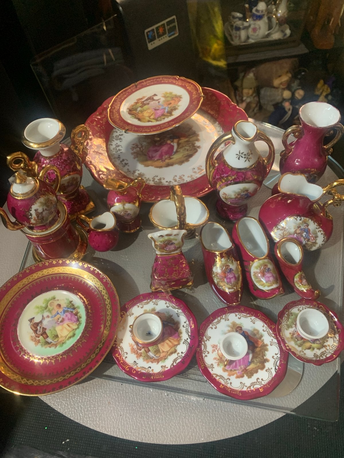 Limoges Frankrijk Porseleinen Miniatuur Servies Set 21-Items, Antiek en Kunst, Ophalen of Verzenden