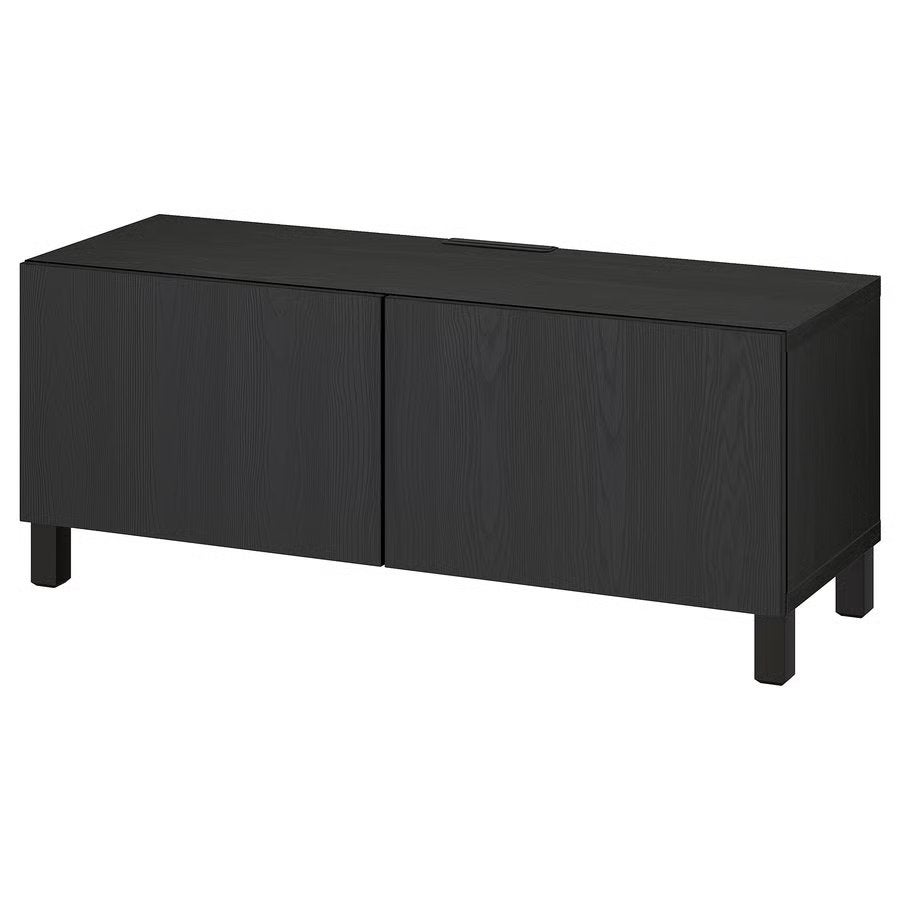 IKEA BESTÅ TV-Meubel – ZwartBruin, Met deur(en), 100 tot 150 cm, Eikenhout, Ophalen of Verzenden