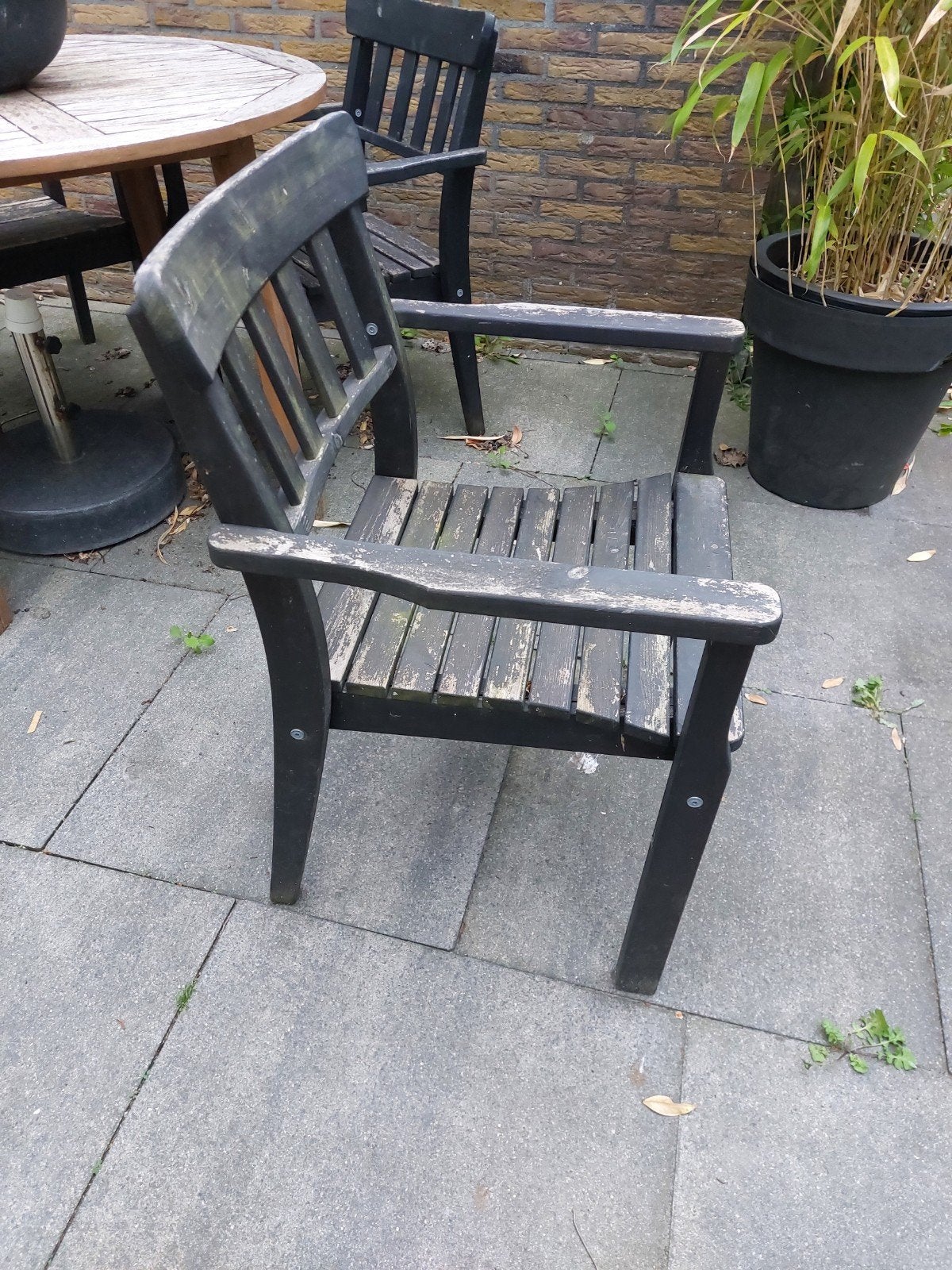 Stevige houten tuinstoelen 4x (van Ikea), Ophalen, Gebruikt, Hout