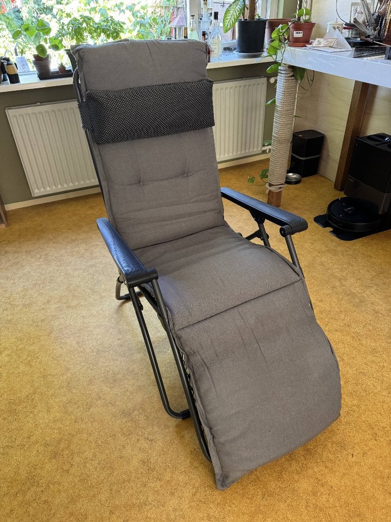 Grote tuinstoel R&S design, Ophalen of Verzenden, Gebruikt, Metaal, Inklapbaar