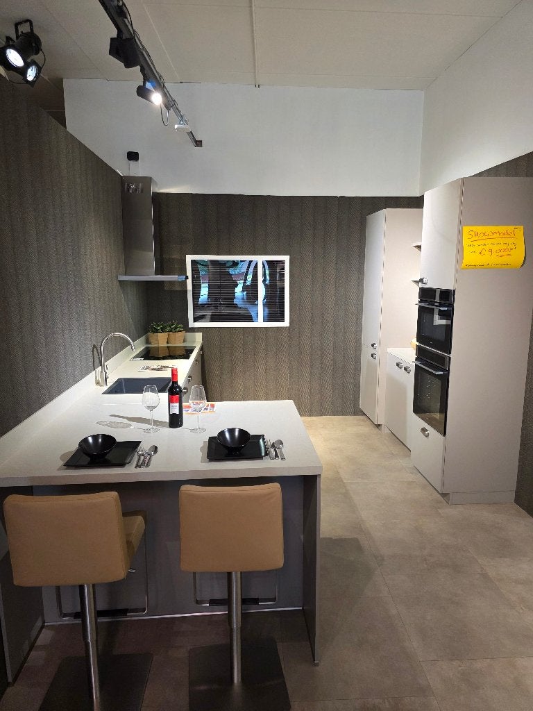 Mooie keuken schiereiland composiet macchiato + kastenwand!!, Ophalen, Overige kleuren, Nieuw, Dubbelwandige keuken