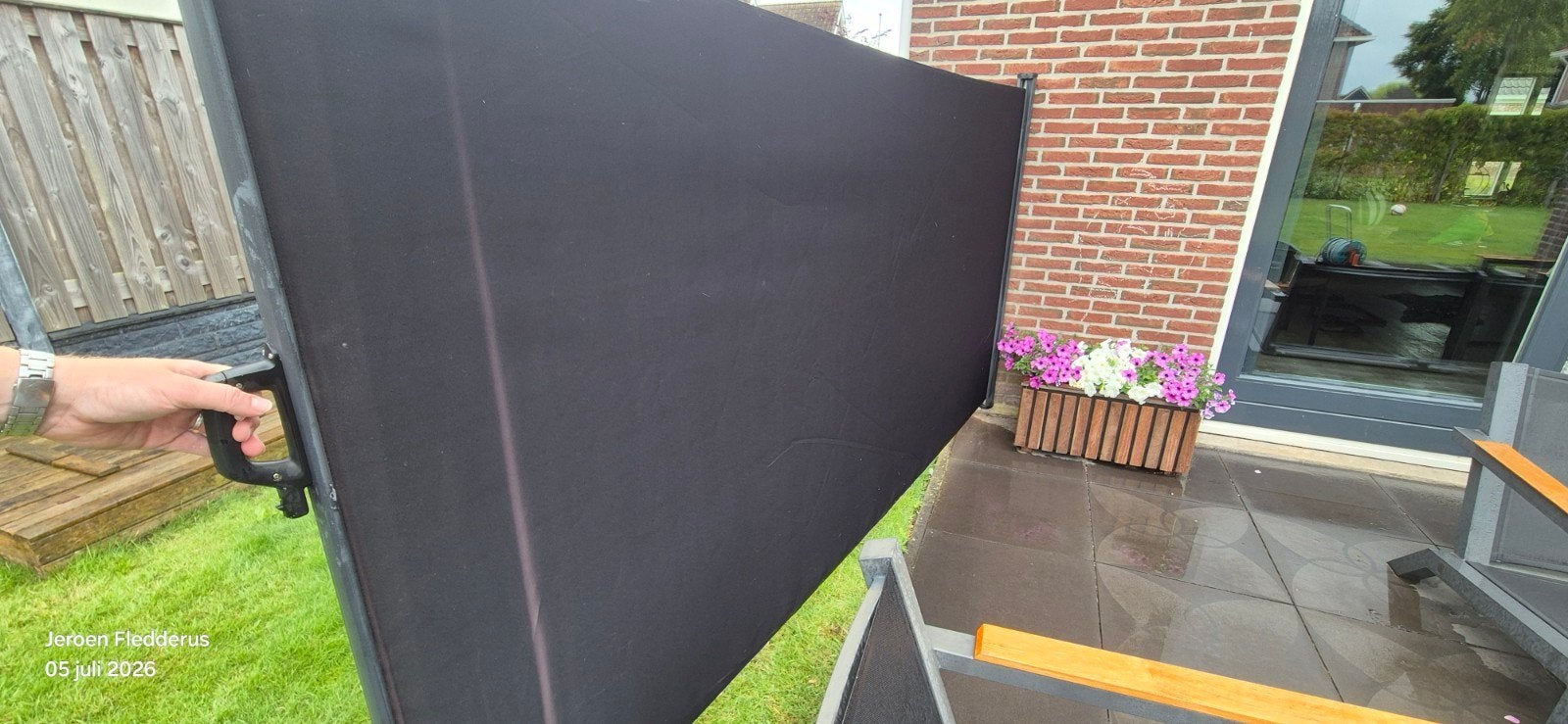 Uittrekbaar Windscherm Terrasscherm Antraciet 2,5x1,5m, Ophalen, Nieuw