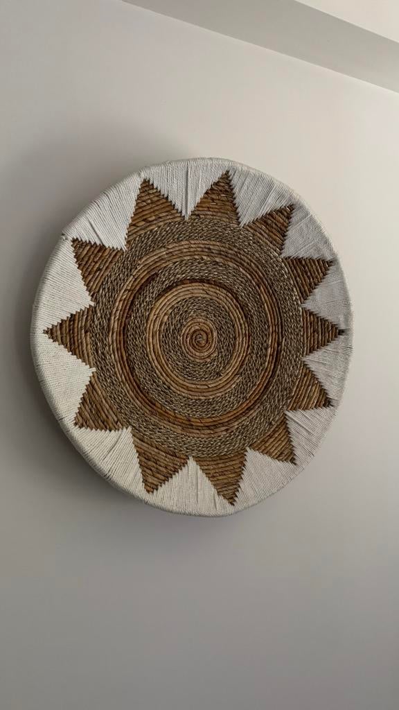 Handgemaakte Bali / boho wanddecoratie – naturel/wit, Ophalen of Verzenden, Zo goed als nieuw