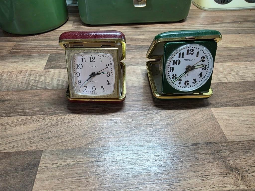 2 Vintage reiswekkertjes,goed lopend,wekken,wekkertjes,klok, Ophalen of Verzenden, Huis en Inrichting