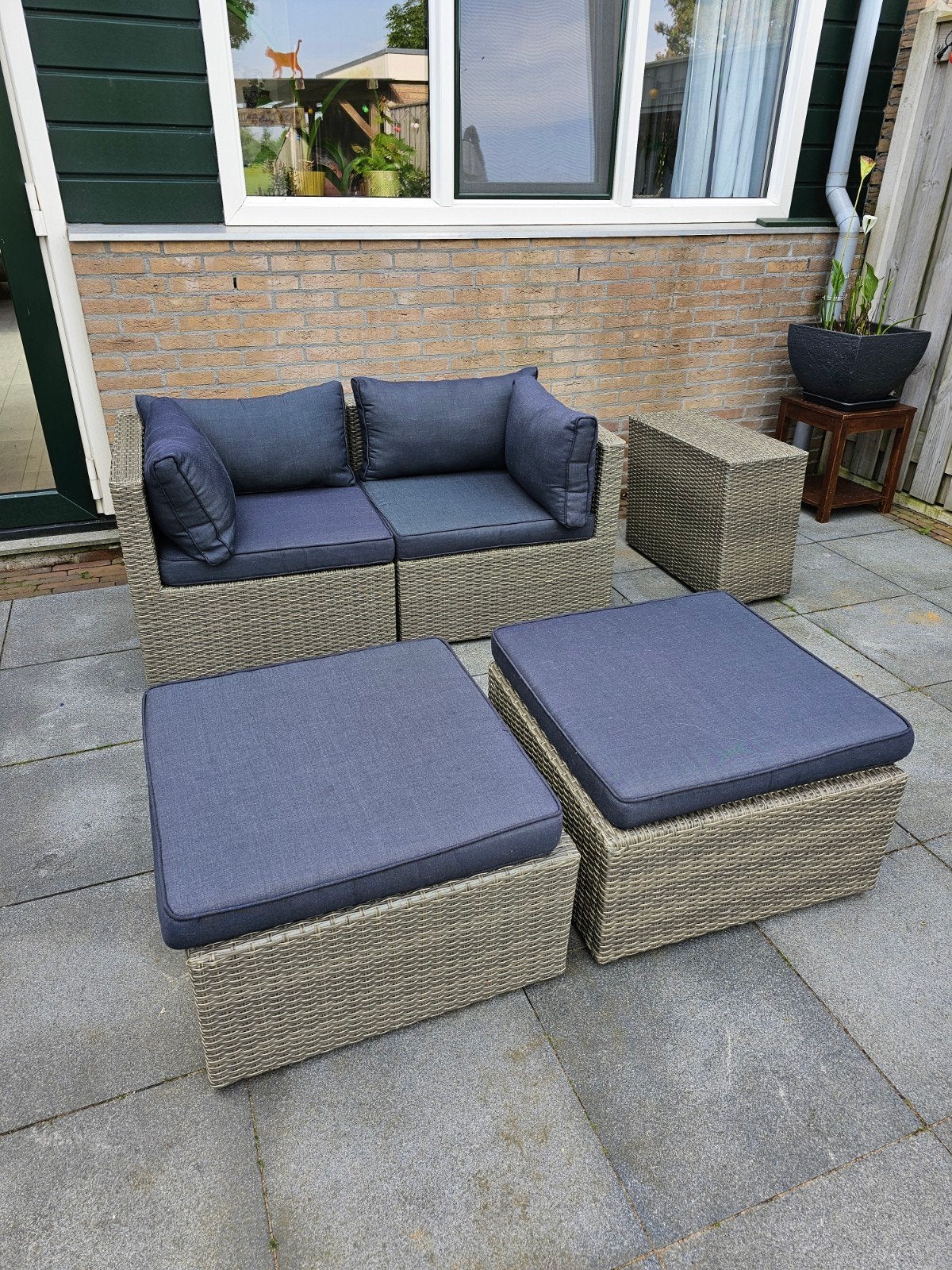 Malaga compact grijze 5-delige loungeset met kussens, Ophalen