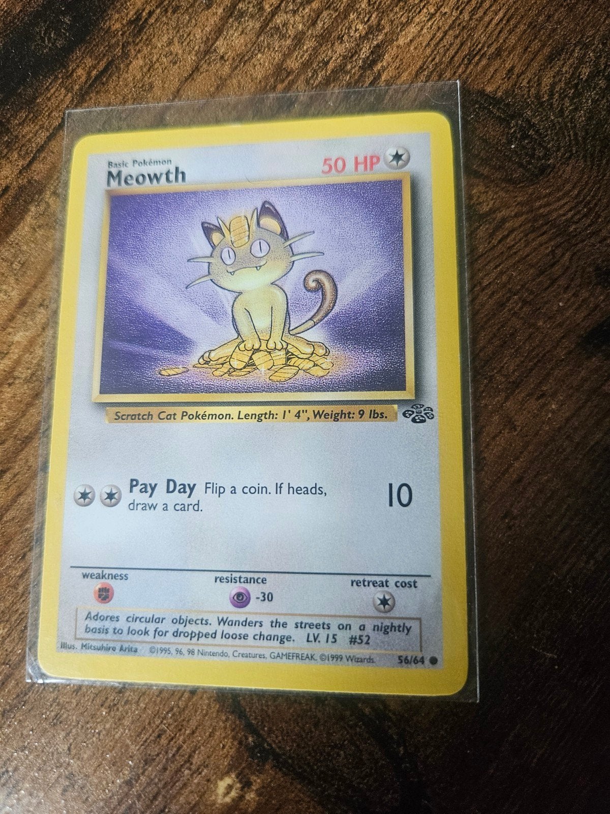 Meowth Pokémon Kaart 56/64 Jungle Set (1999), Ophalen of Verzenden, Gebruikt, Losse kaart