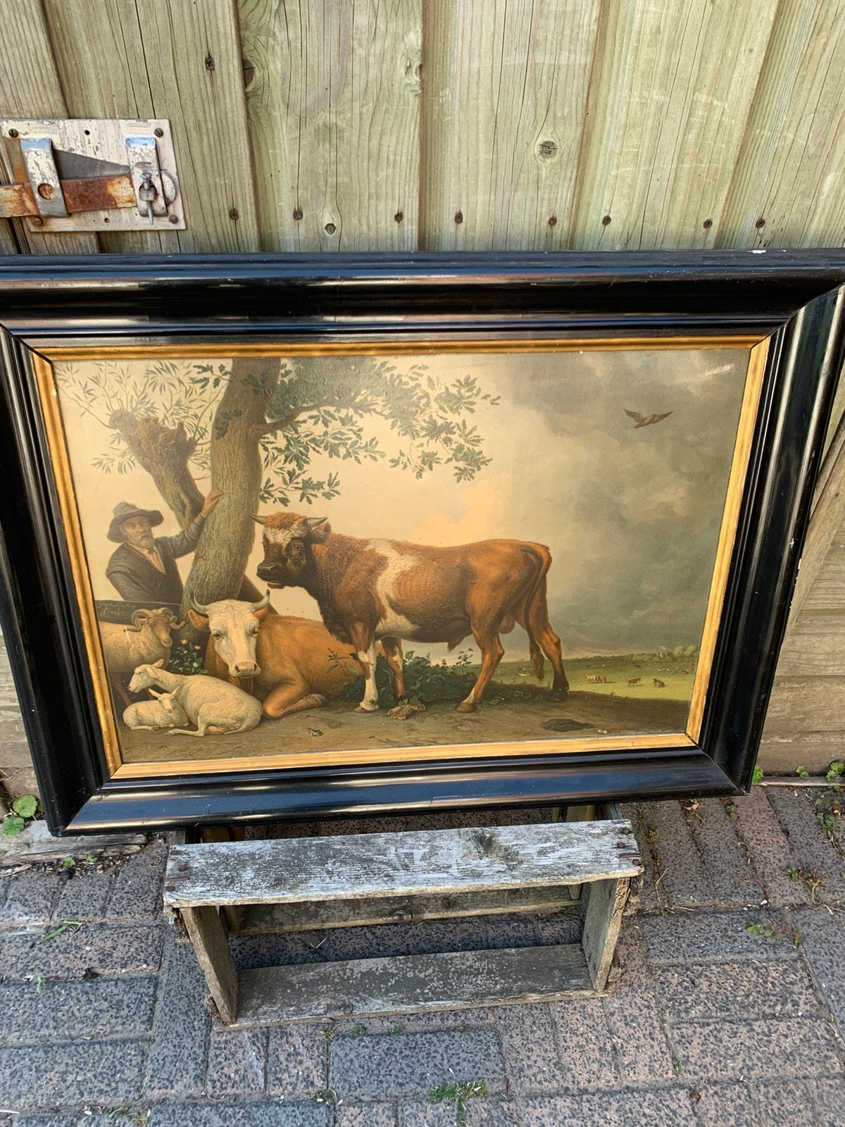 Schilderij koeien, Doek, Overige technieken, Dieren, Ophalen of Verzenden