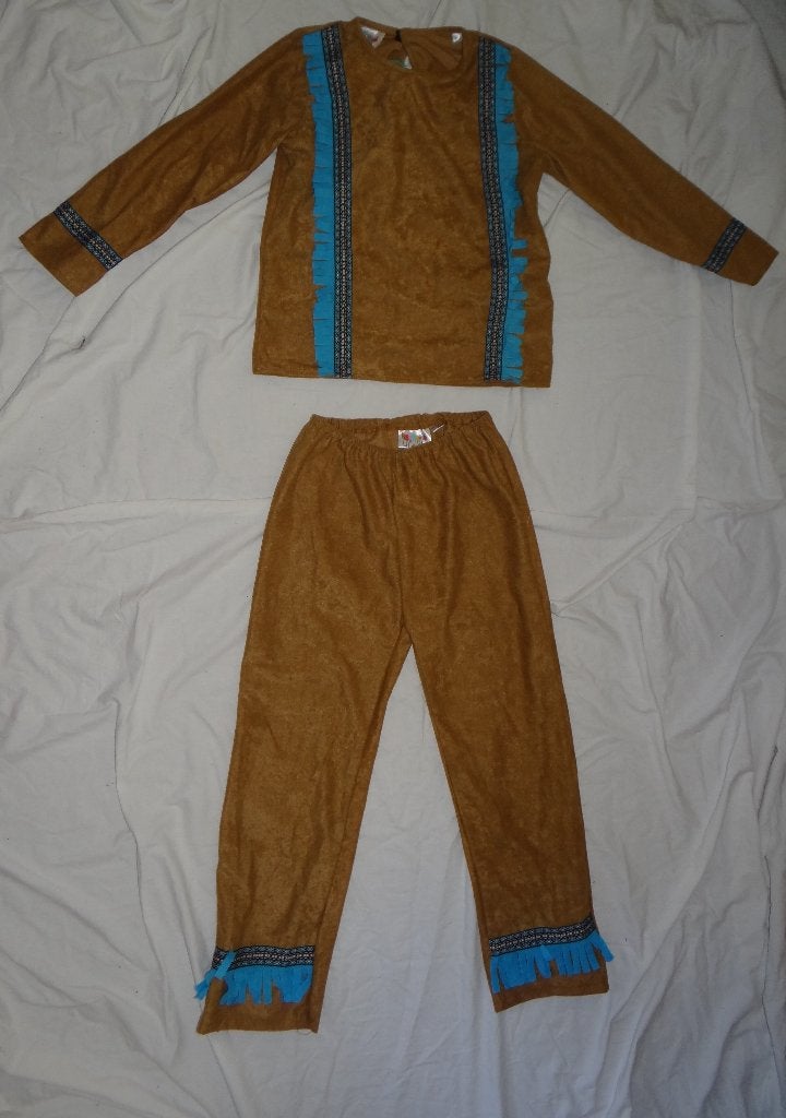 Leuk bruin/blauw/zwart INDIAAN/NATIVE AMERICAN pak, Ophalen of Verzenden, Gebruikt, 122 t/m 128, Jongen of Meisje