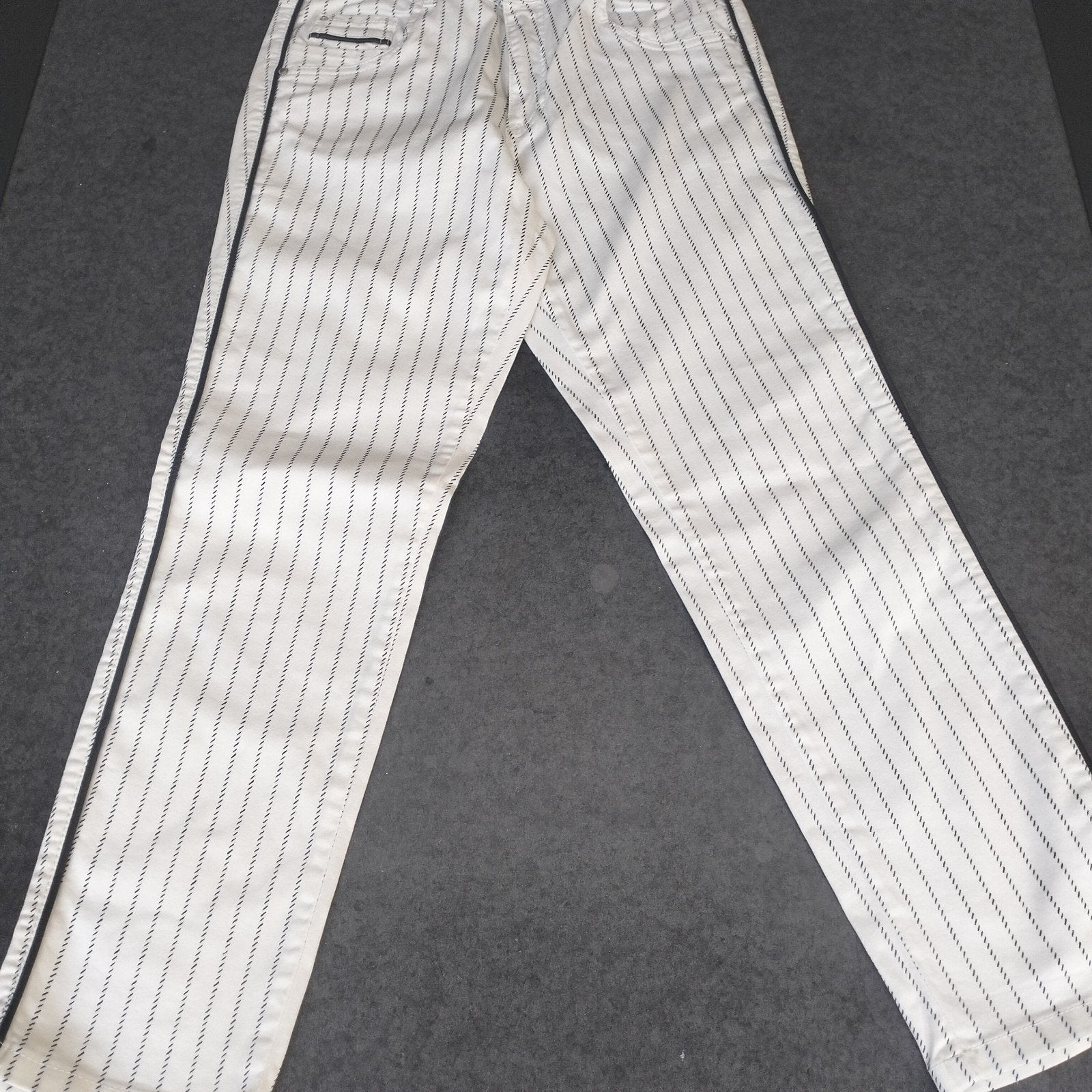 Parami Capri wit met blauw print en bies mt 38 zgan, Maat 38/40 (M), Parami, Wit, Ophalen of Verzenden
