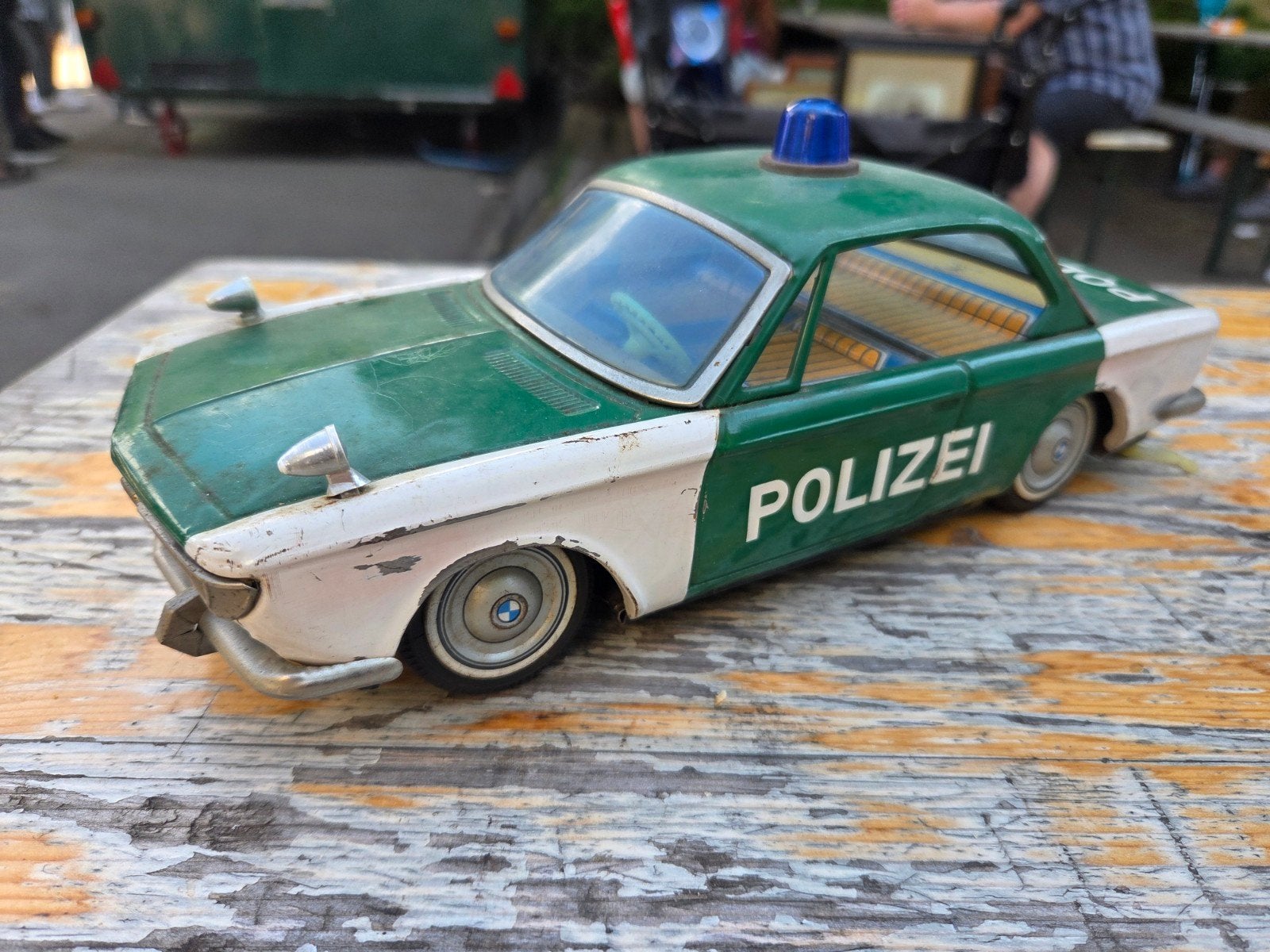 Blikken bmw 2000 cs japan yonezawa polizei, Antiek en Kunst, Antiek | Speelgoed, Ophalen of Verzenden