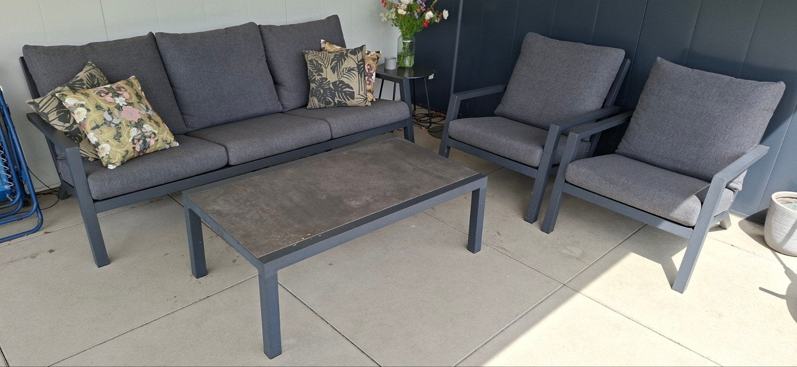 Loungeset / tuinstel, Tuin en Terras, Ophalen, 5 zitplaatsen, Aluminium, Loungeset