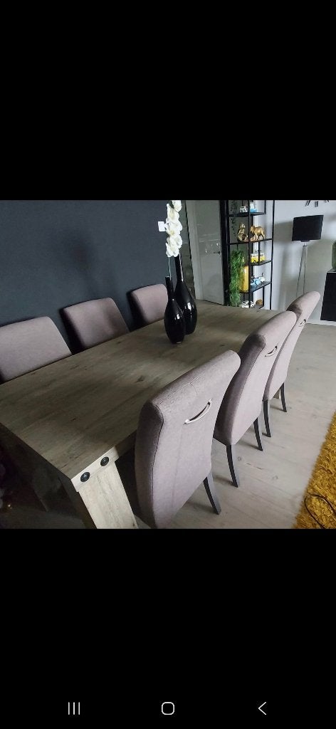 Mooie grijze eiken kleurige eettafel, Ophalen, Overige materialen, Modern landelijk, 50 tot 100 cm