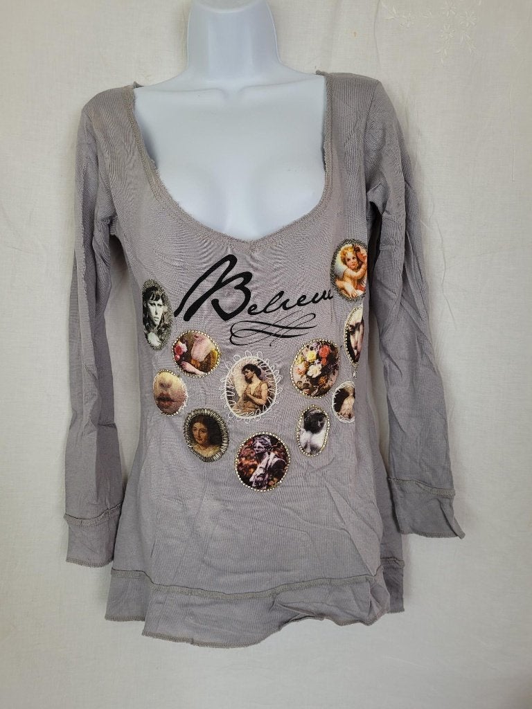 Grappig NIEUW shirt, strass, mt M merk B By Bridget, Maat 38/40 (M), ., Nieuw, Ophalen of Verzenden
