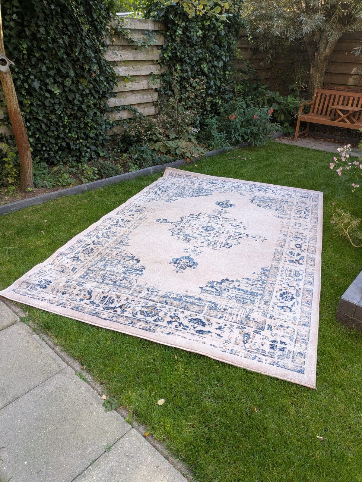 Vintage Vloerkleed - Beige/Blauw - 200x290, Ophalen, Blauw, Vintage, Klassiek, Medaillon, 150 tot 200 cm