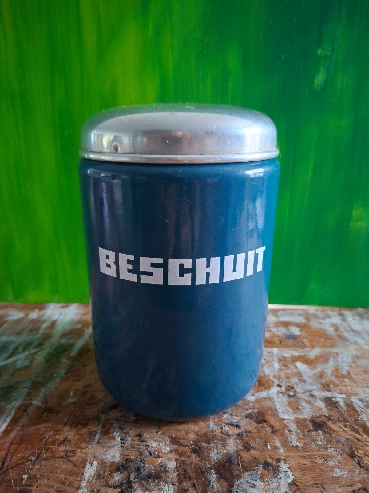 blauw email voorraadbus, Ophalen of Verzenden
