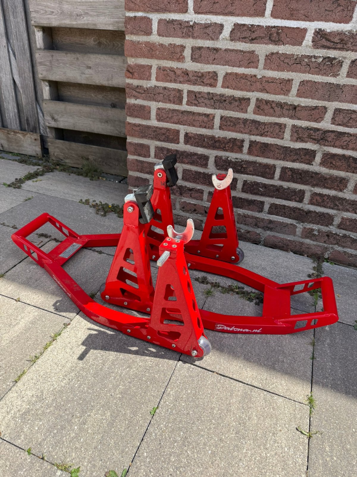 Paddockstand set aluminium Datona (voor en achter), Ophalen