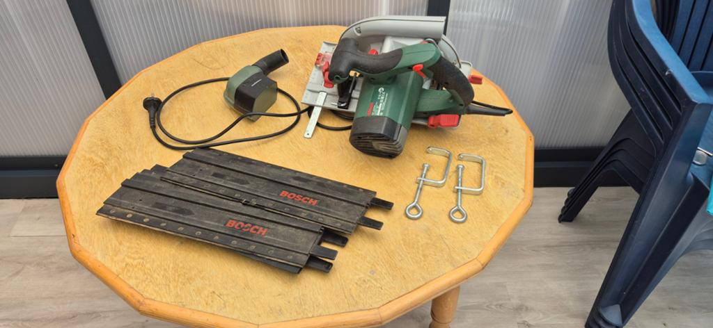 Bosch PKS 66 Cirkelzaag 1600W met geleiderail, Ophalen, Cirkelzaag, Zo goed als nieuw, Bosch groen