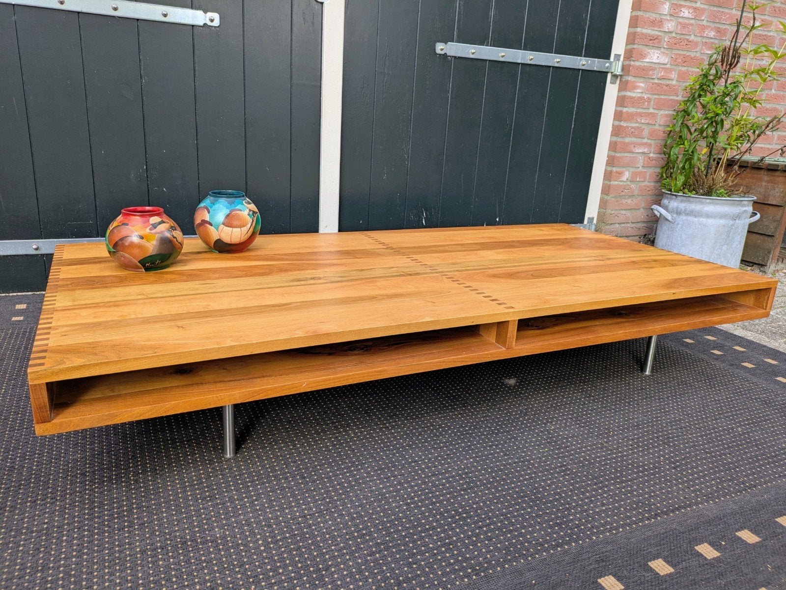 Massief walnoothouten salontafel - Pilat & Pilat, Ophalen, Gebruikt, 100 tot 150 cm, 50 tot 100 cm