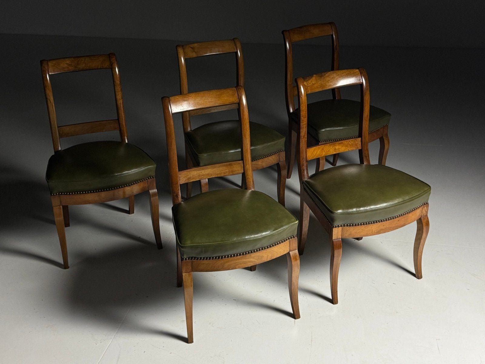 Set van 5 eetkamerstoelen leder, Antiek en Kunst, Ophalen of Verzenden