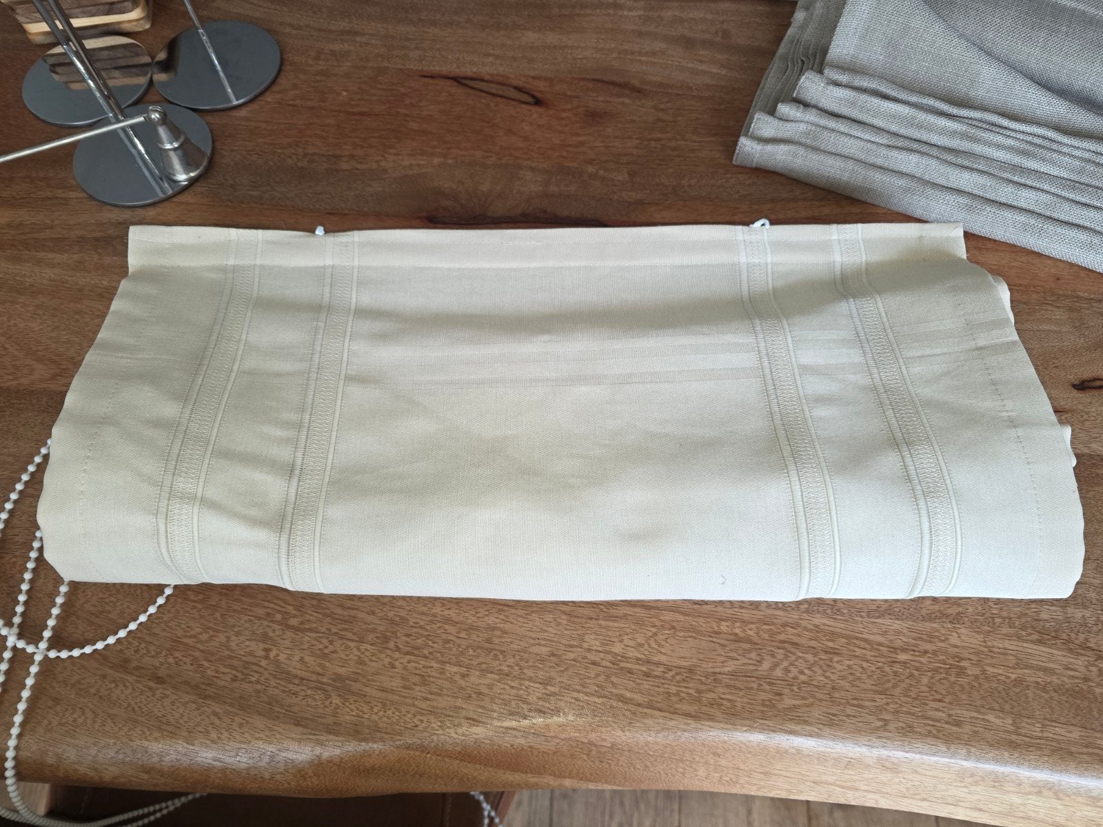 Crème vouwgordijnen met koordbediening, Gebruikt, Ophalen of Verzenden, Vouwgordijn, Koordbediening