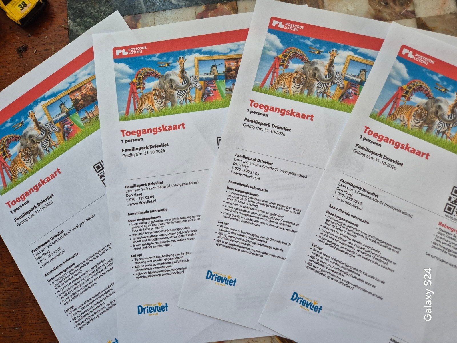 Drievliet kaartjes,  2 stuks 37€50, Drie personen of meer