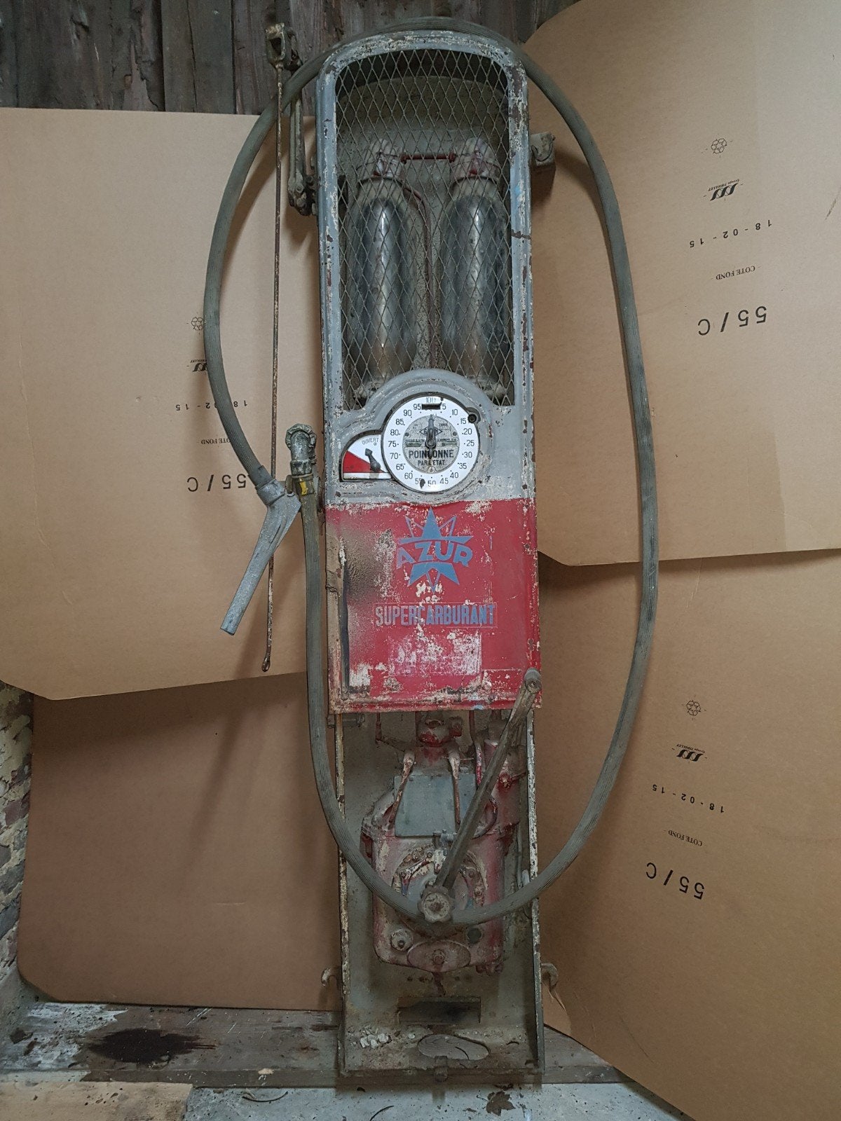 Oude Franse Benzinepomp Muurpomp SATAM AZUR, Verzamelen, Ophalen, Gebruikt, Overige typen