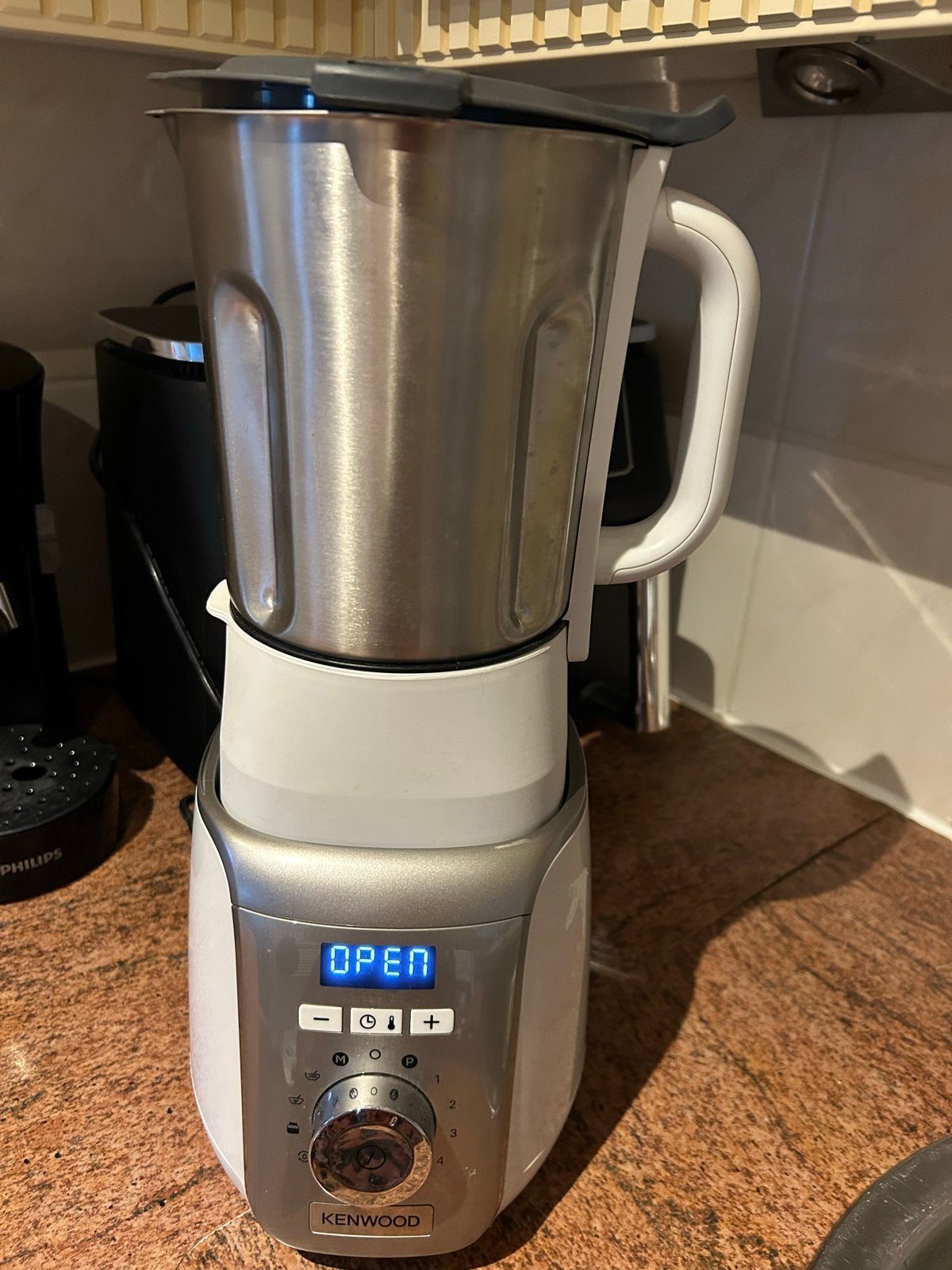 Kenwood Blender met kookfunctie - Zilver/Wit, Witgoed en Apparatuur, Keukenmixers, 1 tot 2 liter, 3 snelheden of meer, Ophalen of Verzenden