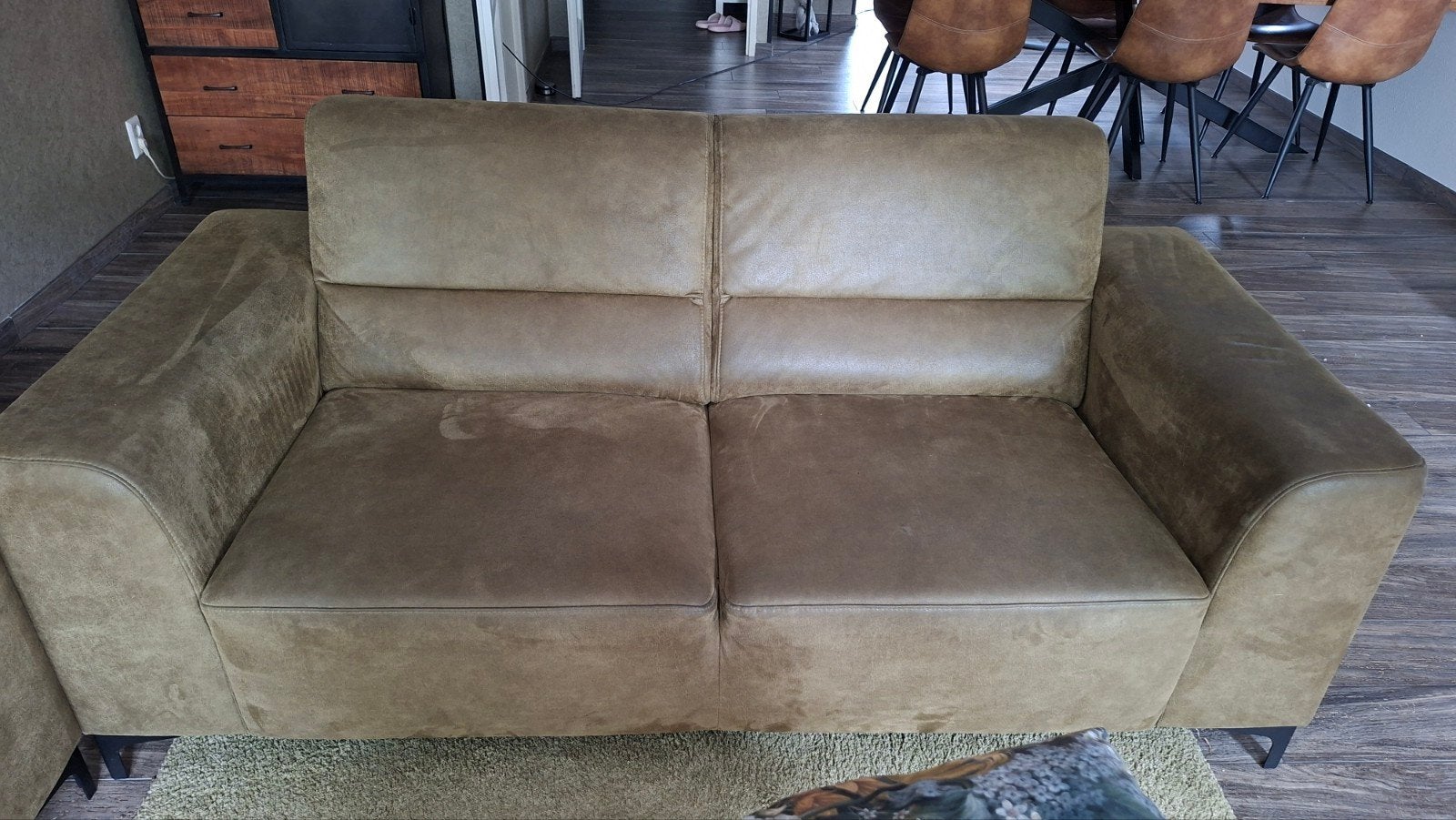 Comfortabele 2,5 en 3-zitsbank in leerlook - Gebruikt, Ophalen, Gebruikt, Modern, Industrieel, 150 tot 200 cm