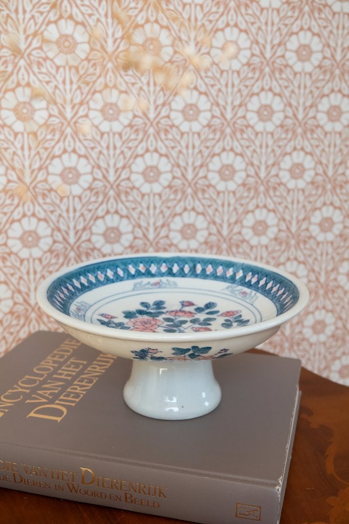 Vintage Chinese schaal op voet bloemen, Ophalen of Verzenden
