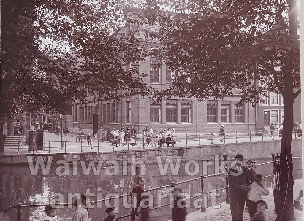 Grote Foto Molenpad Amsteredam school 1909 Corn. Leenheer Sr, Gebruikt, Verzenden, Foto, Gebouw