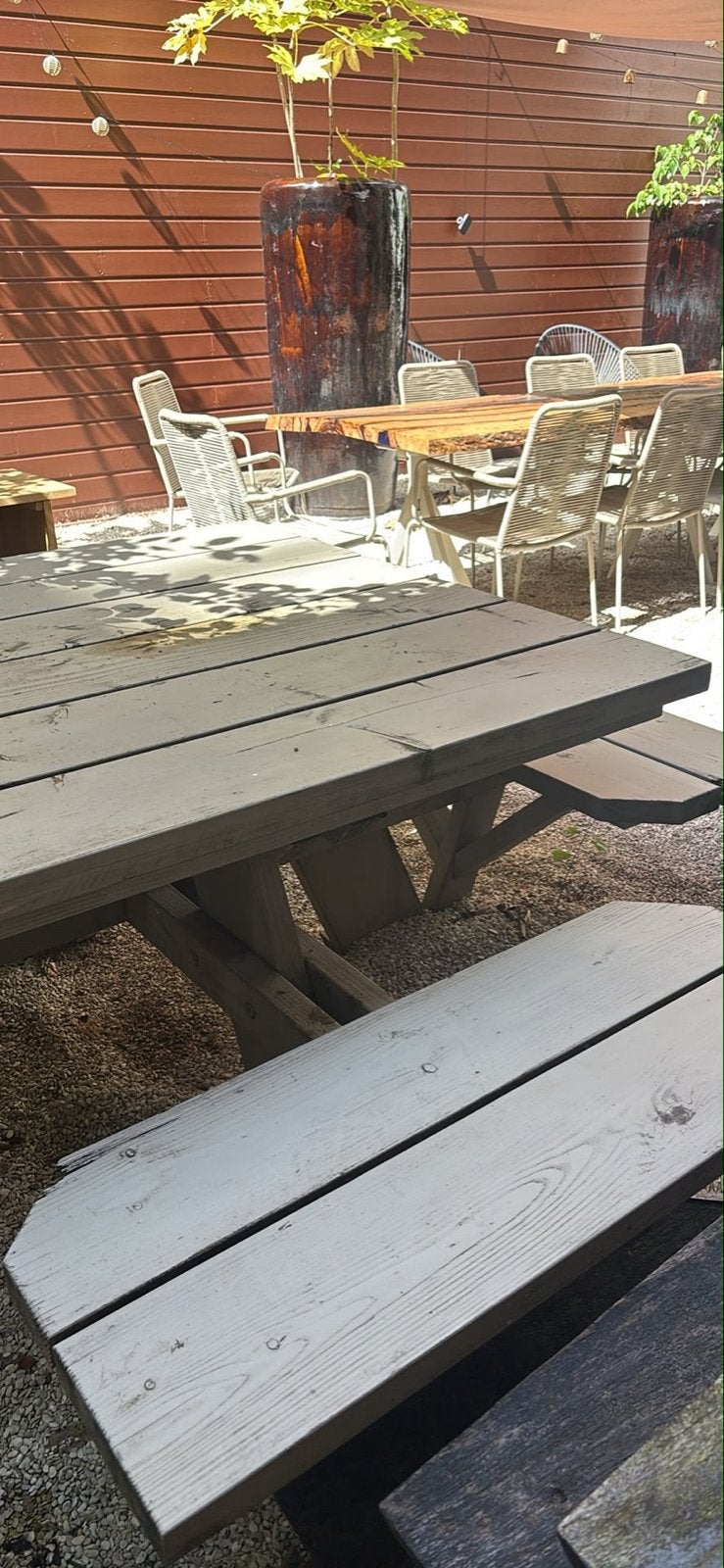 Houten  picknicktafel voor buiten (8persoons), Tuin en Terras, Picknicktafels, Ophalen, Gebruikt, Rechthoekig, Hout