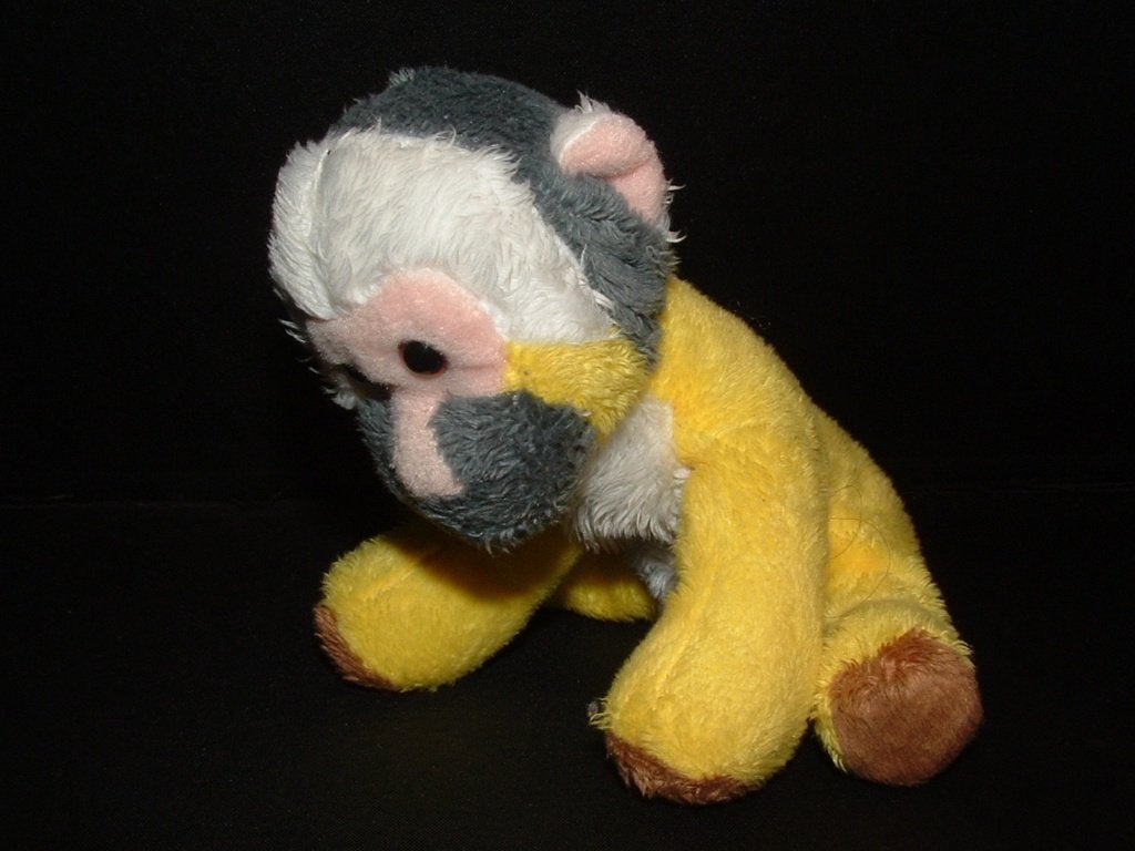 APENHEUL AAP VELOURS GEEL/WIT MET GRIJS/WIT HOOFD ME, Kinderen en Baby's, Speelgoed | Knuffels en Pluche, Ophalen of Verzenden