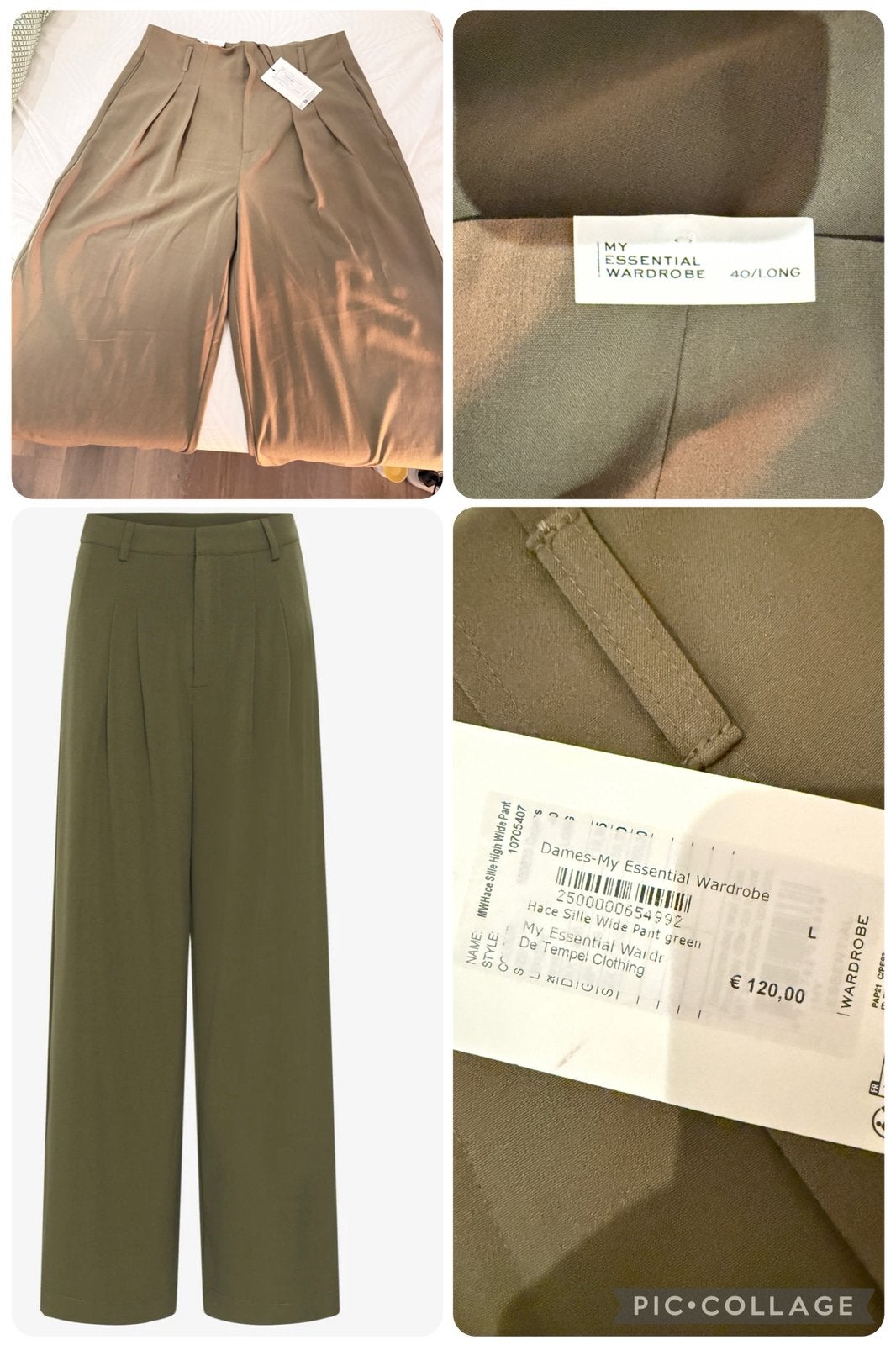 Pantalon my esstial wardrobe, olive green, nieuw, maat L., Ophalen, Maat 42/44 (L), Nieuw, Lang