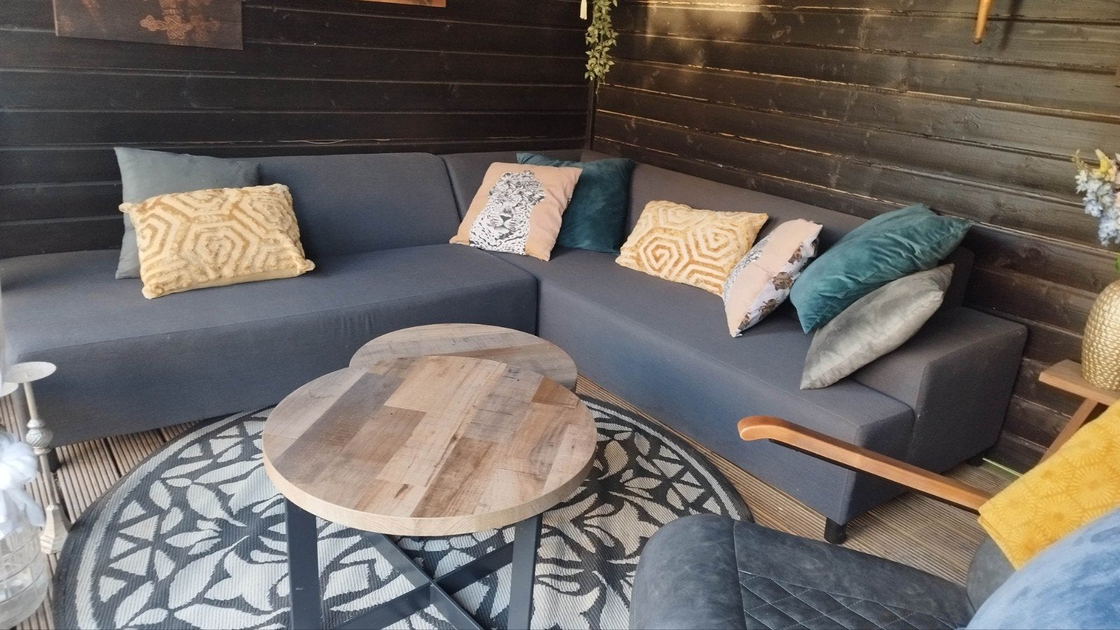 All weather lounge hoekbank, Ophalen, 5 zitplaatsen, Aluminium, Zo goed als nieuw