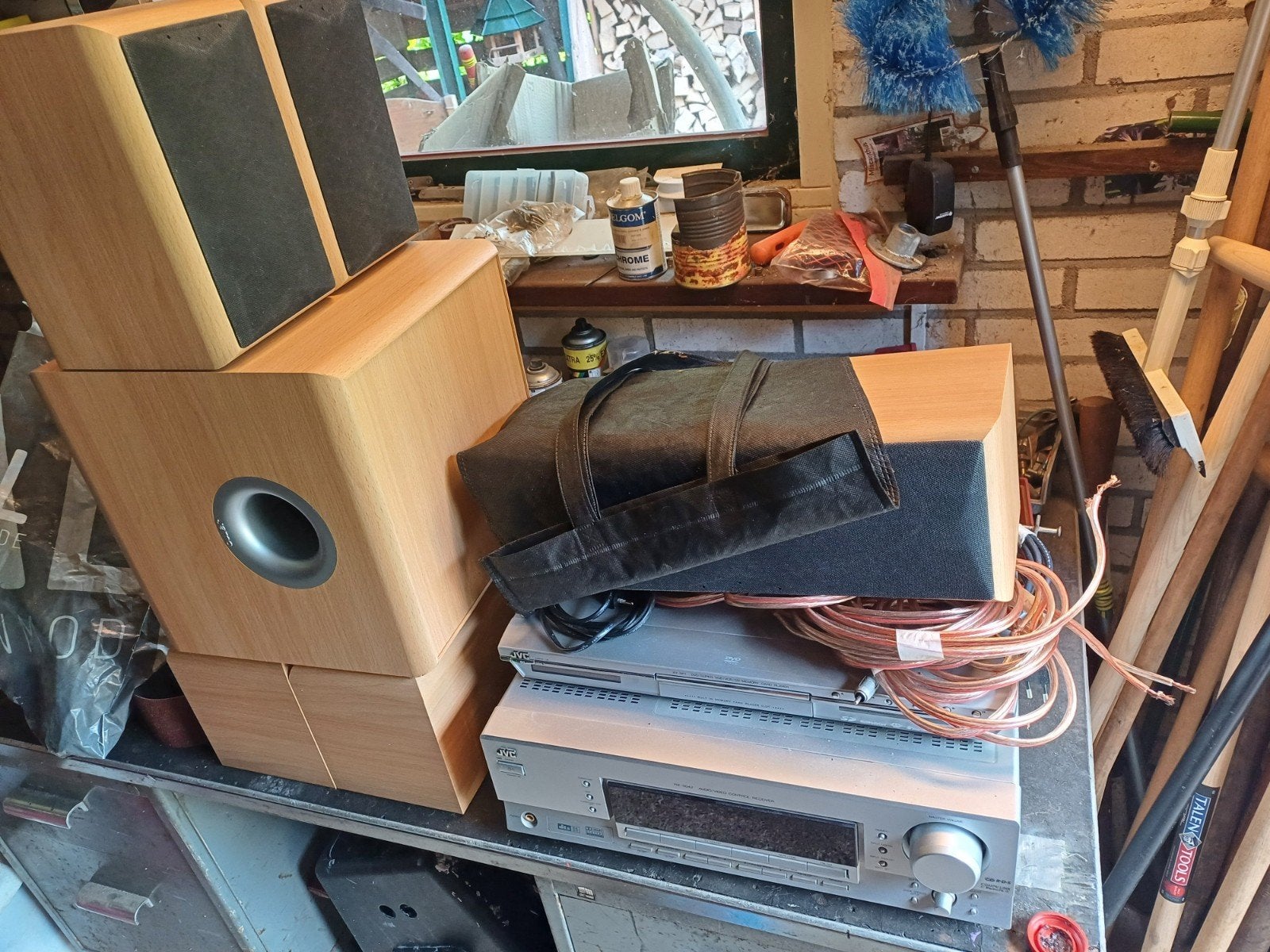 JAMO 5.1 suround set met JVC receiver/versterker, Ophalen, Gebruikt, JVC, 70 watt of meer