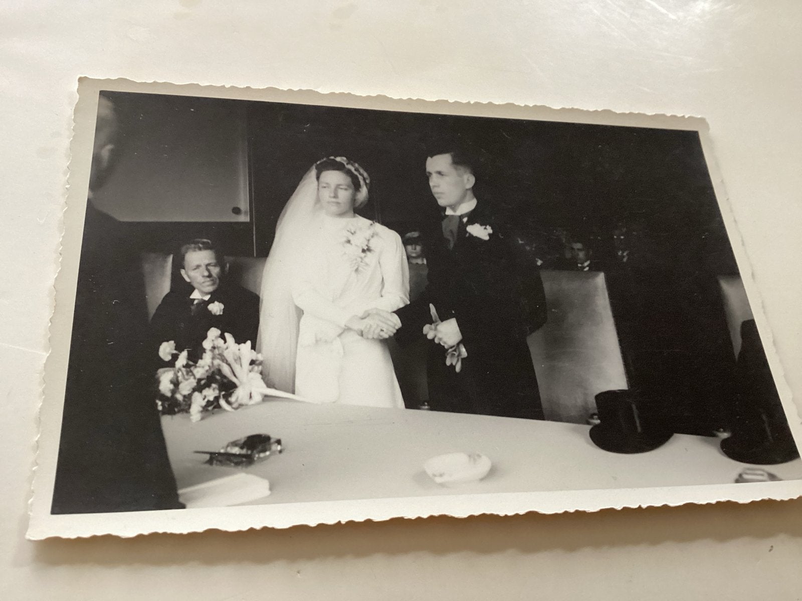 trouwfoto J. Zandvoort Fotograaf Baarn fotokaart, Verzamelen, Gebruikt, Foto, Ophalen of Verzenden, 1940 tot 1960