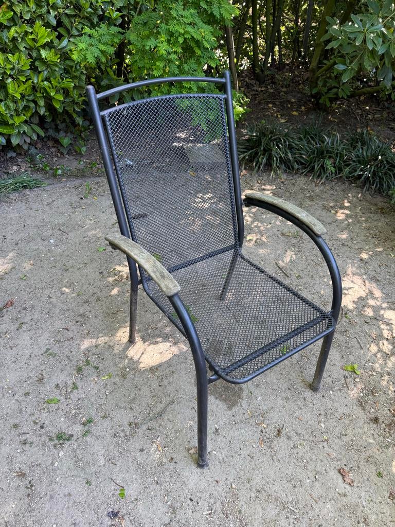 4 Tuinstoelen met zitkussens en hoes, Ophalen, Gebruikt, Metaal