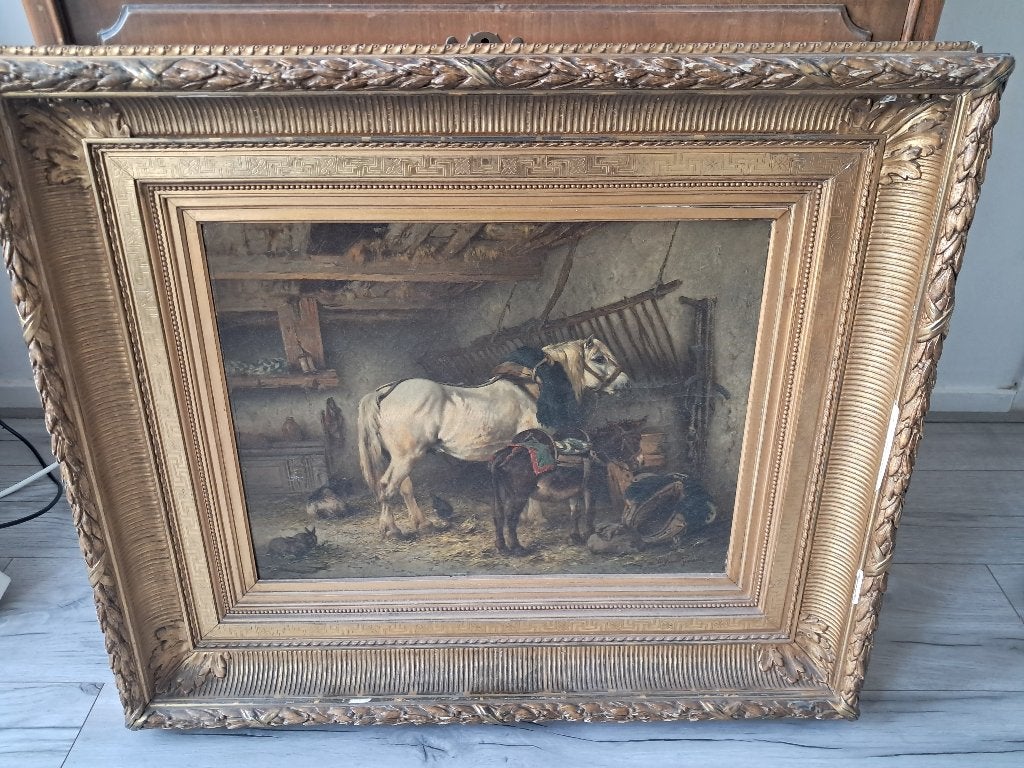 WOUTER VERSCHUUR JR SCHILDERIJ, Ophalen, Nederlandse school, Doek, Dieren