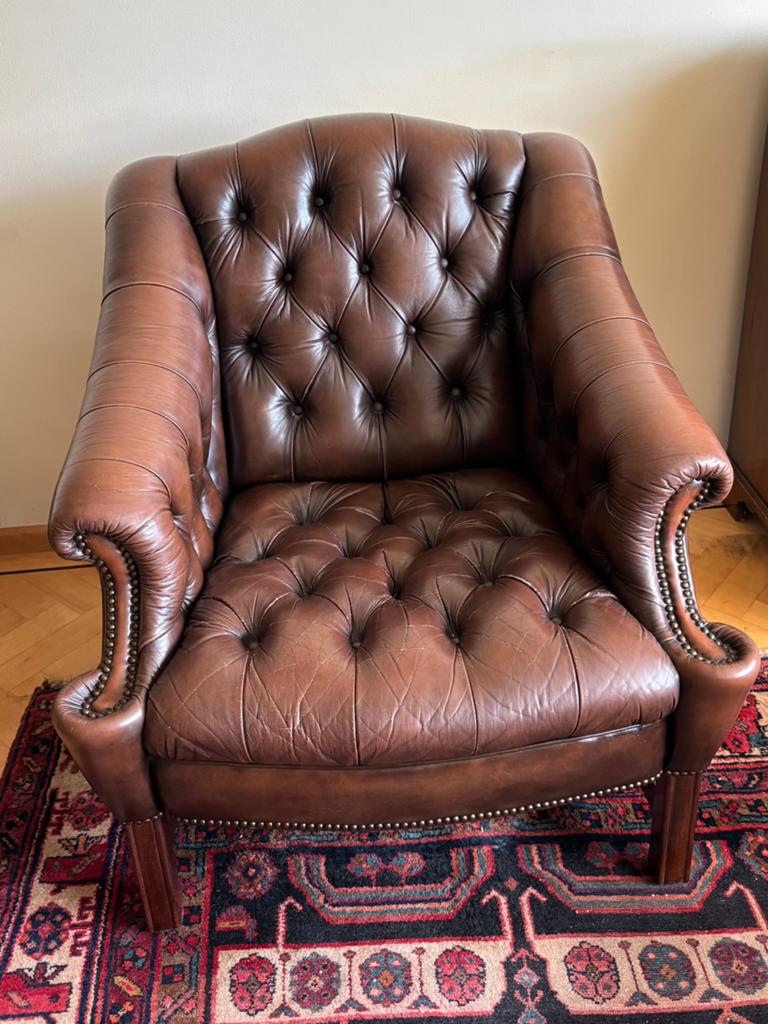 Chesterfield fauteuil in zeer goede staat!, Huis en Inrichting, Fauteuils, Ophalen, Minder dan 75 cm, Leer, Zo goed als nieuw