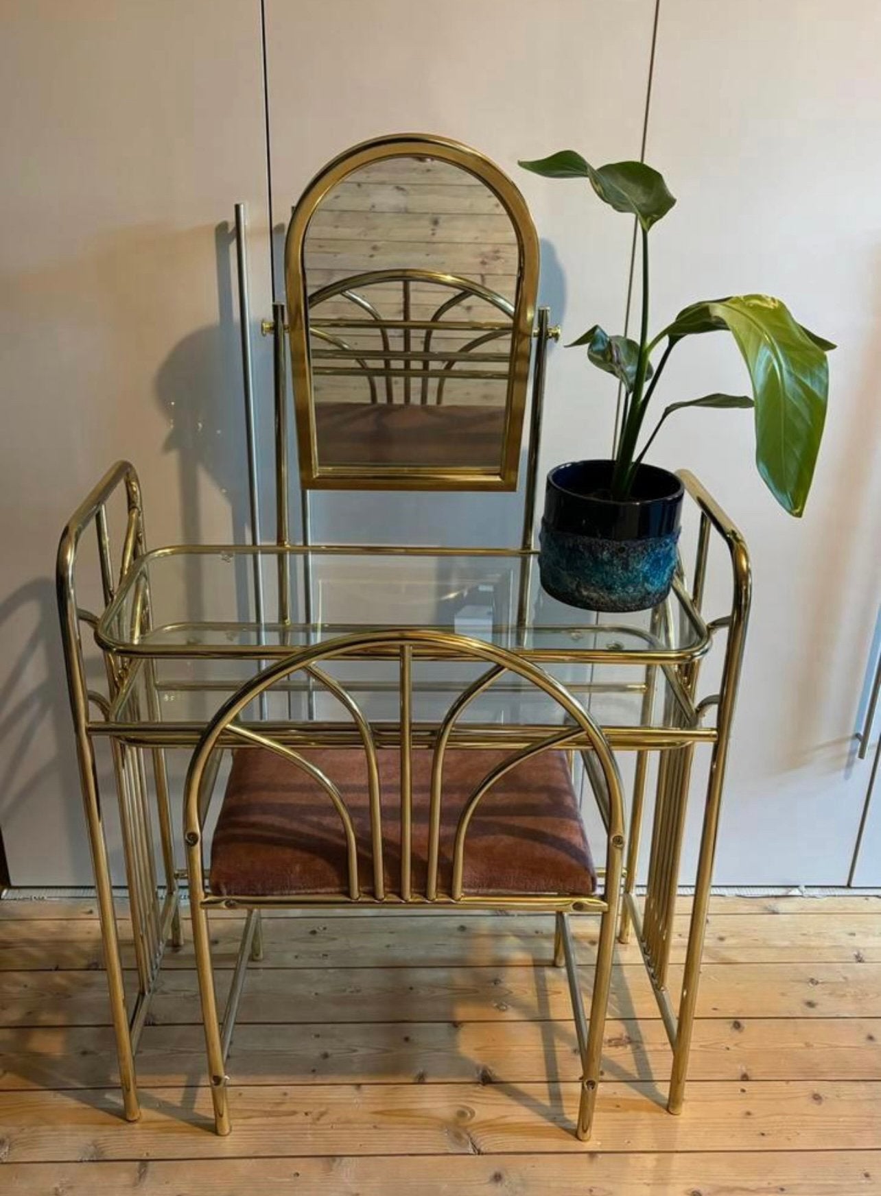 Hollywood Regency kaptafel, Ophalen, 100 tot 150 cm, Zo goed als nieuw, 25 tot 50 cm